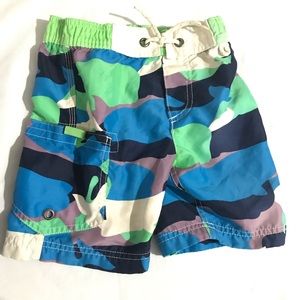 Mini Boden Camouflage Print Swim Trunks 2T 3T
